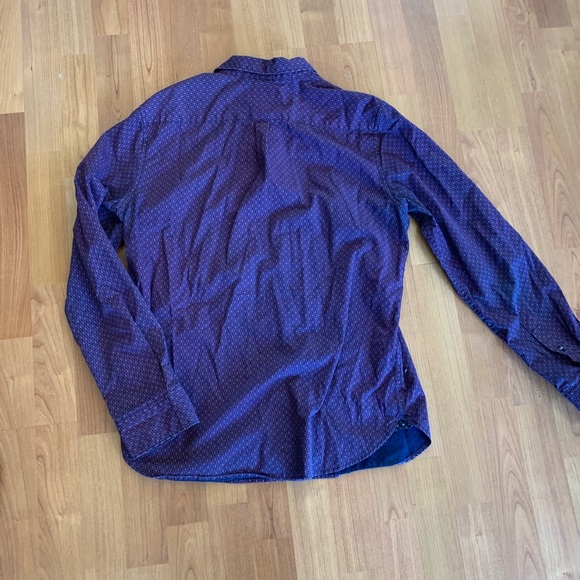 Denim&Flower Patterned Button Up Dress Shirt - Picture 2 of 3